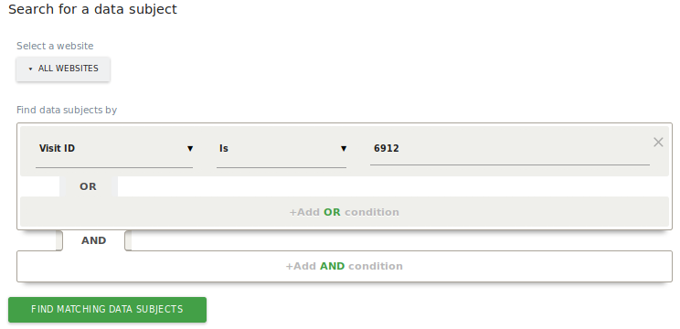 Searching for a data subject
