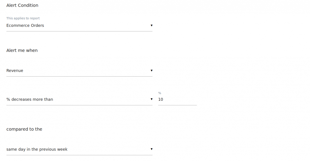 matomo custom alert for revenue drop