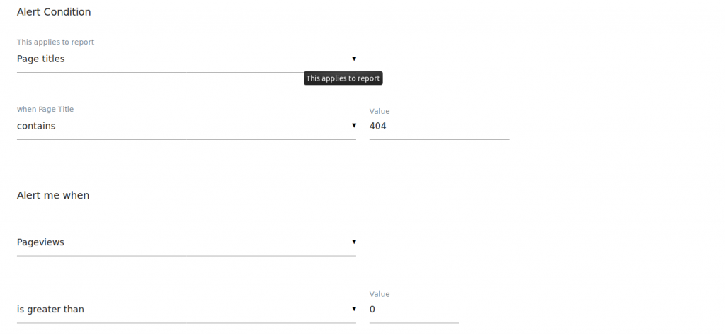 matomo custom alert page not found
