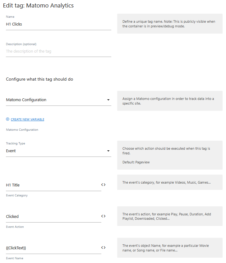 define event in tracking tag