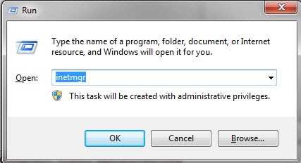 open inet manager from run command