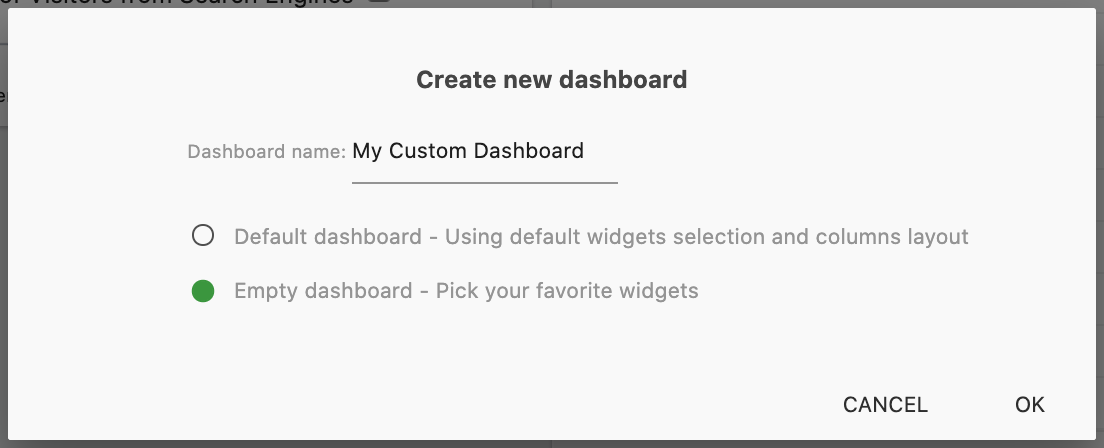 Create New Dashboard