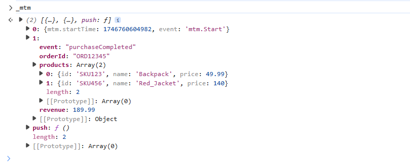 mtm data layer in browser