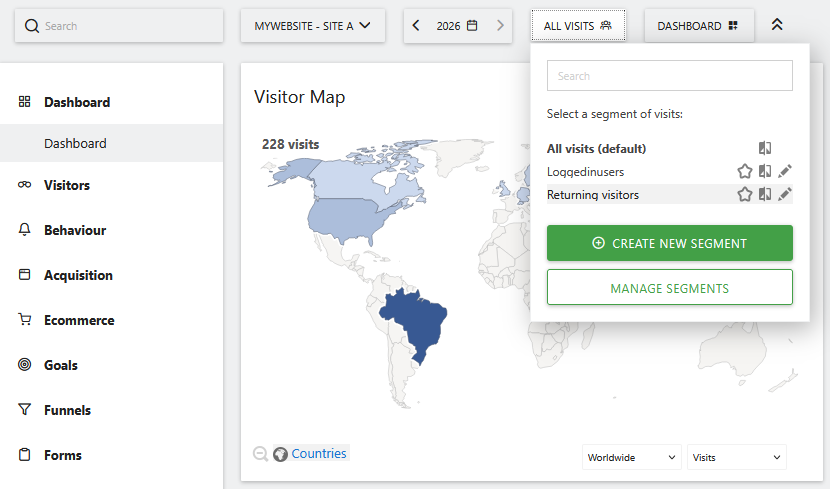 click add new segment