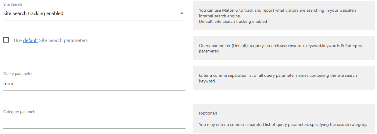 enable Matomo site search
