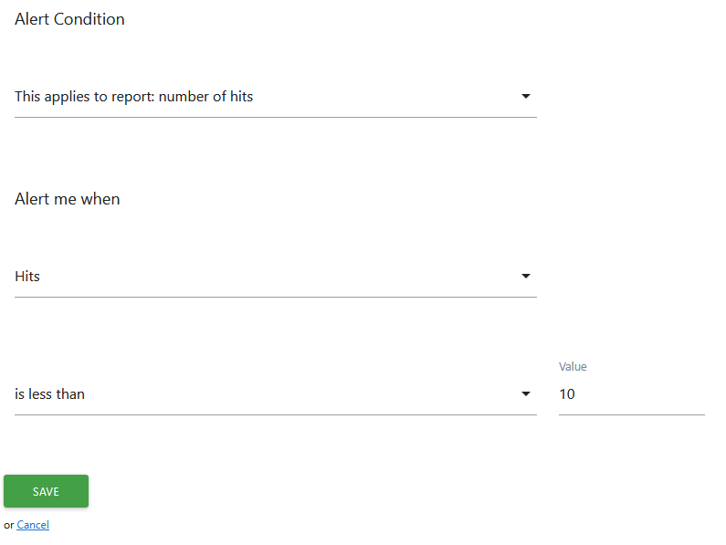 matomo custom alert for hits