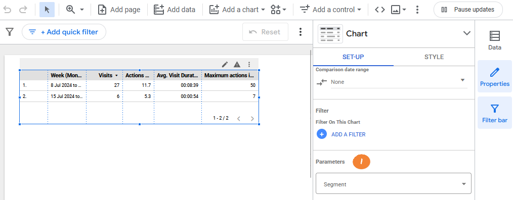 matomo looker studio segments to charts