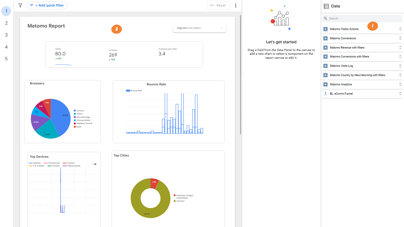 matomo looker studio multiple reports