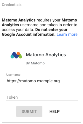 Matomo Credentials Input