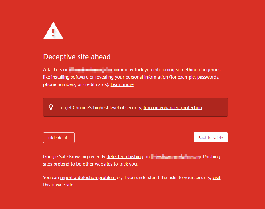 Deceptive Site Warning