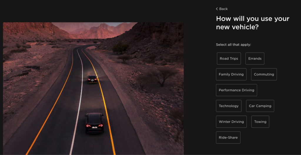 A screenshot of Tesla's website highlighting benefits