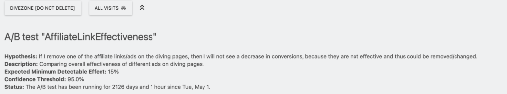 A hypothesis recorded in Matomo