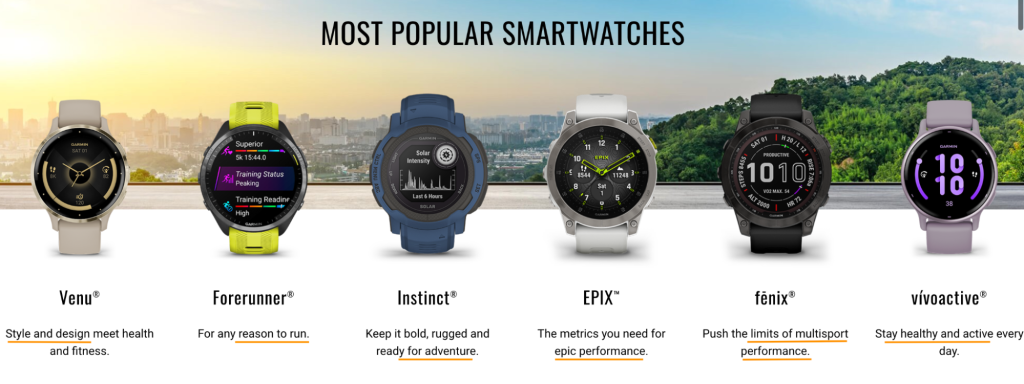 A screenshot of Garmin's website highlighting benefits