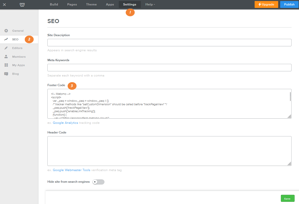 weebly matomo seo editor