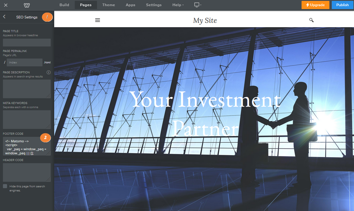 weebly page seo settings