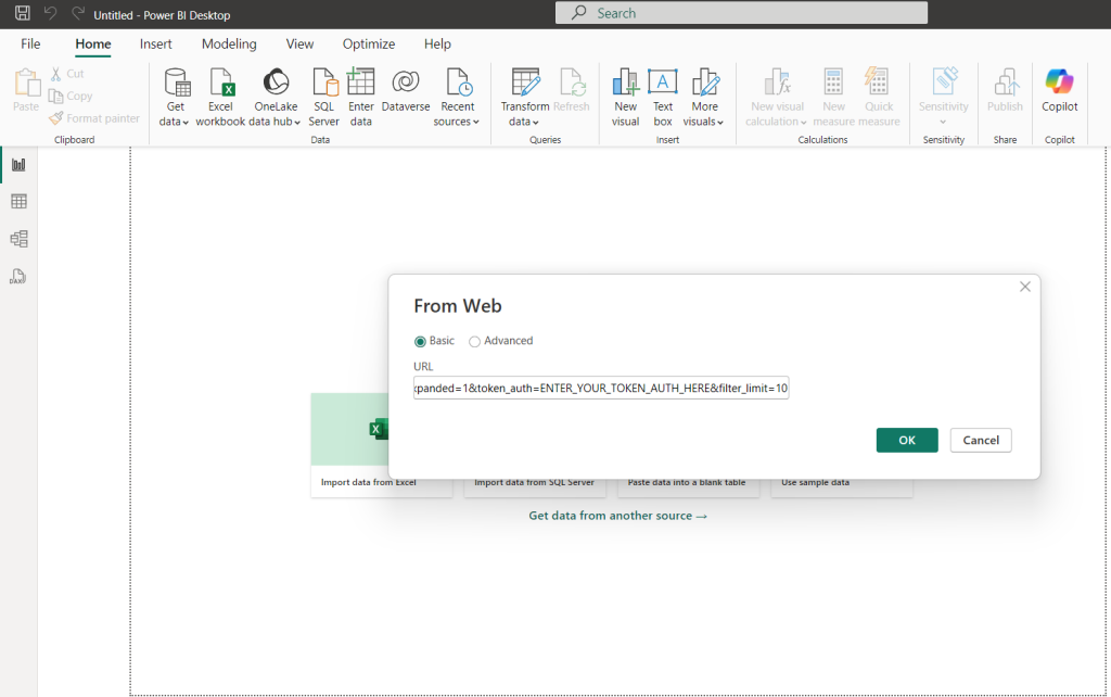 power bi add matomo api url
