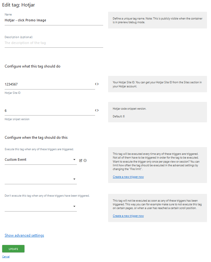 add hotjar tag in matomo tag manager