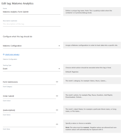 configure matomo tag in tag manager
