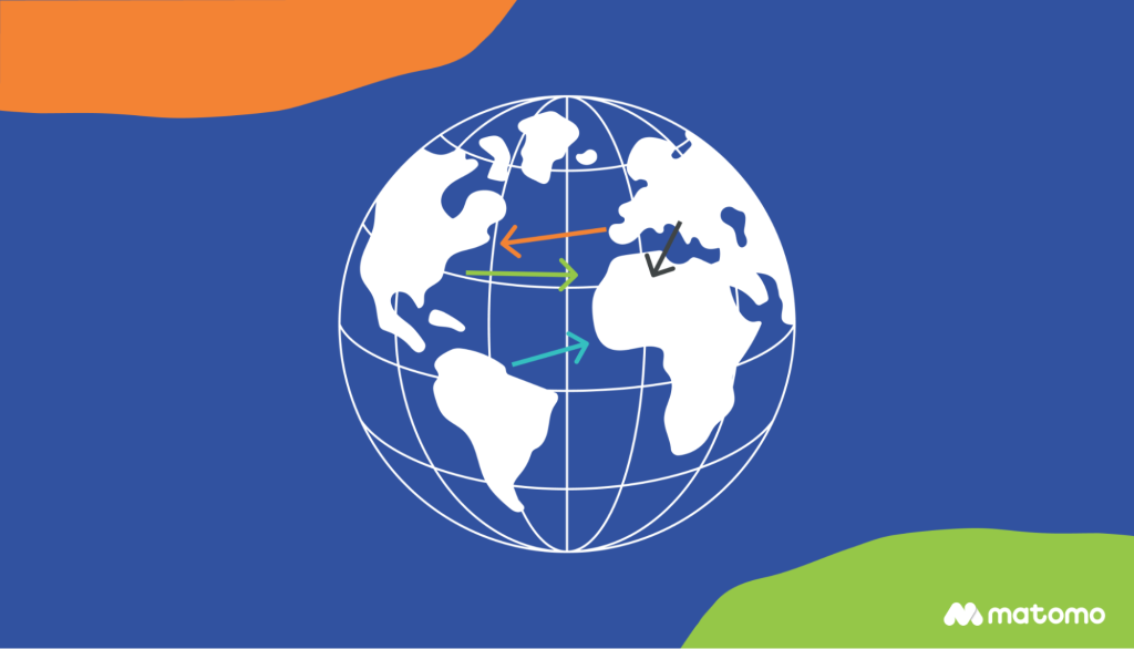 A world map illustration.