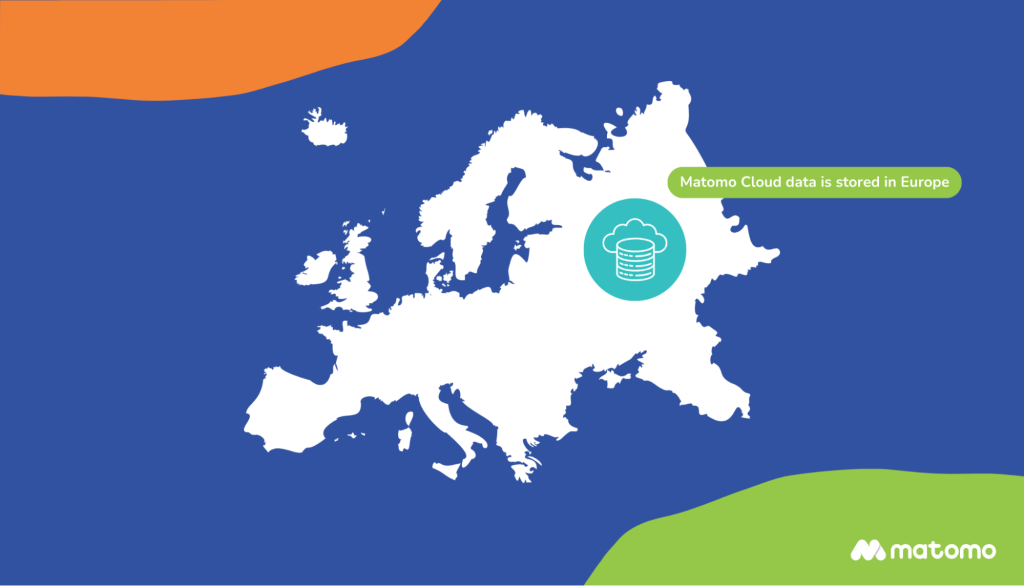 Image of a map of Europe overlaid with the universal symbol for data storage.