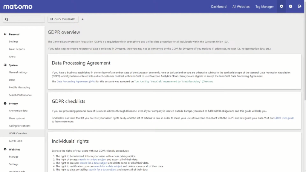 GDPR manager by Matomo