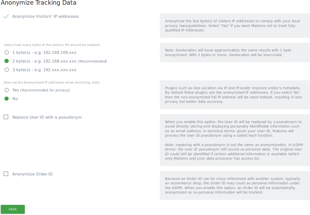 Matomo can help anonymize IP addresses for data privacy