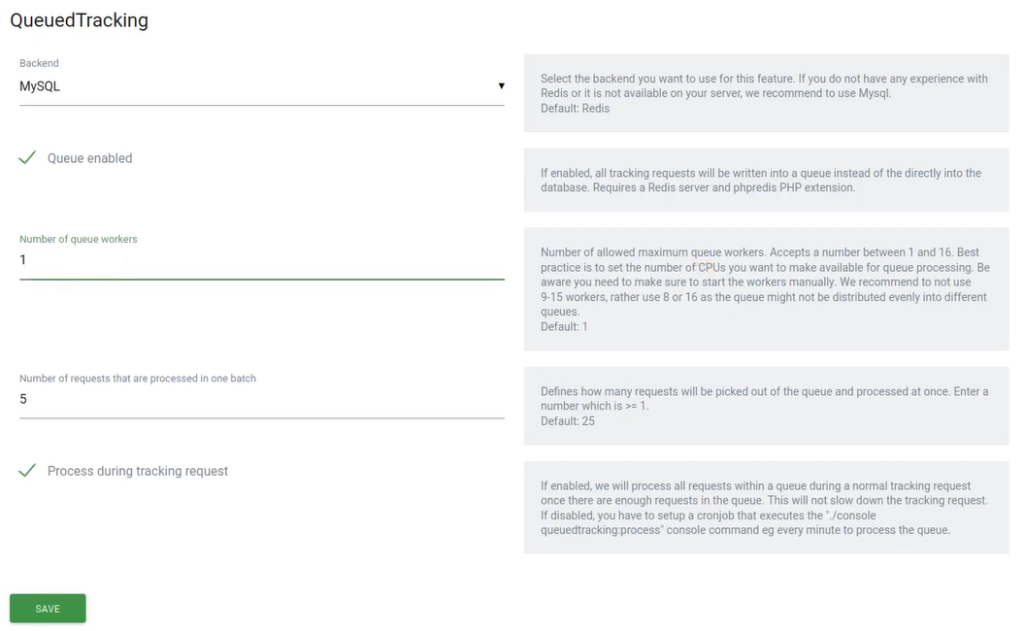 configure QueuedTracking plugin