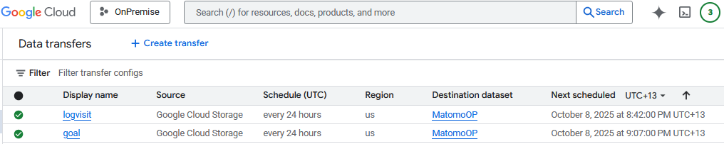 bigquery data transfer