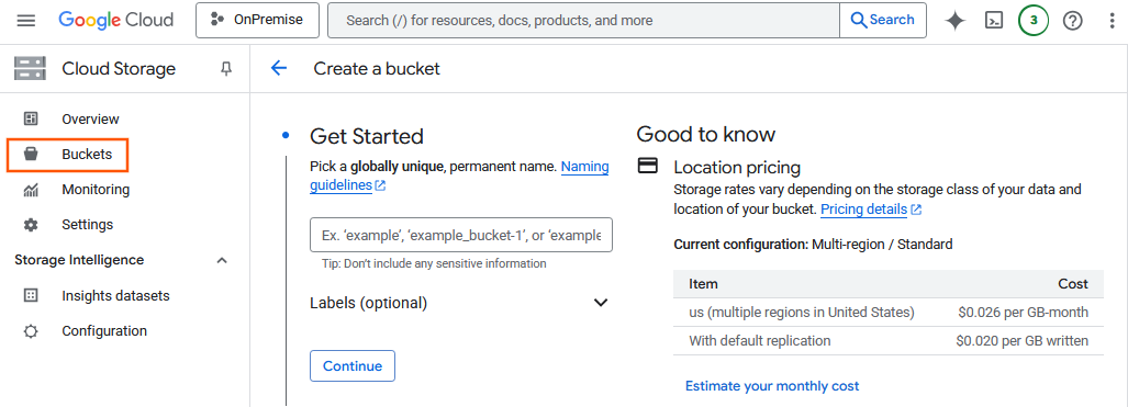 create google cloud storage bucket
