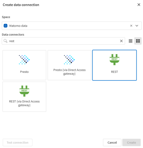 select qlik rest connect