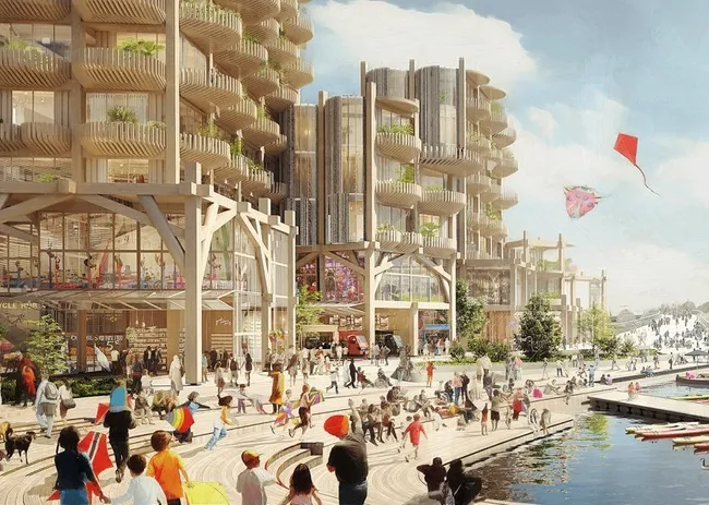 An artist's impression of Parliament Slip, a focal point in Sidewalk Lab’s proposed plan for Quayside, a neighborhood on the Toronto waterfront.