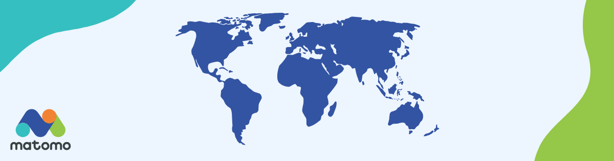 Banner with all continents on it symbolises Matomo's global leadership changes.