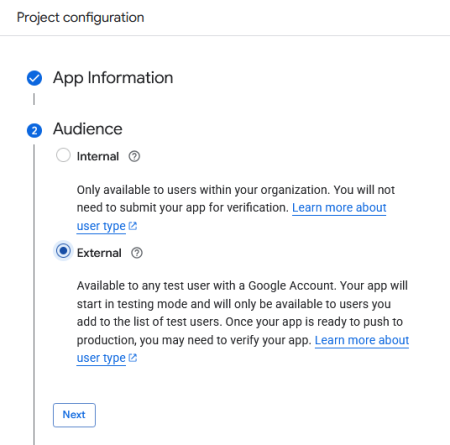 select audience for app