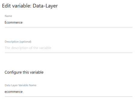 create ecommerce data layer variable
