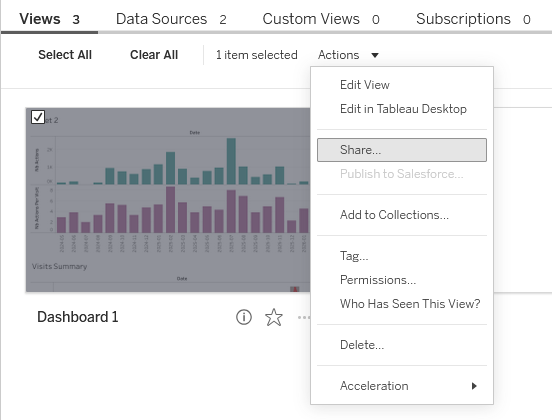 share tableau visualisation