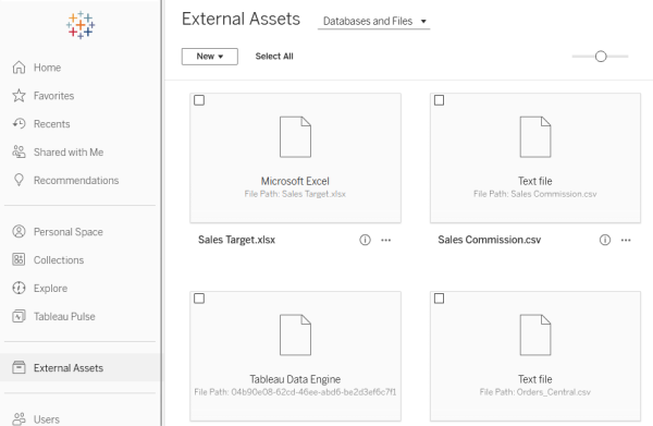 create tableau external assets