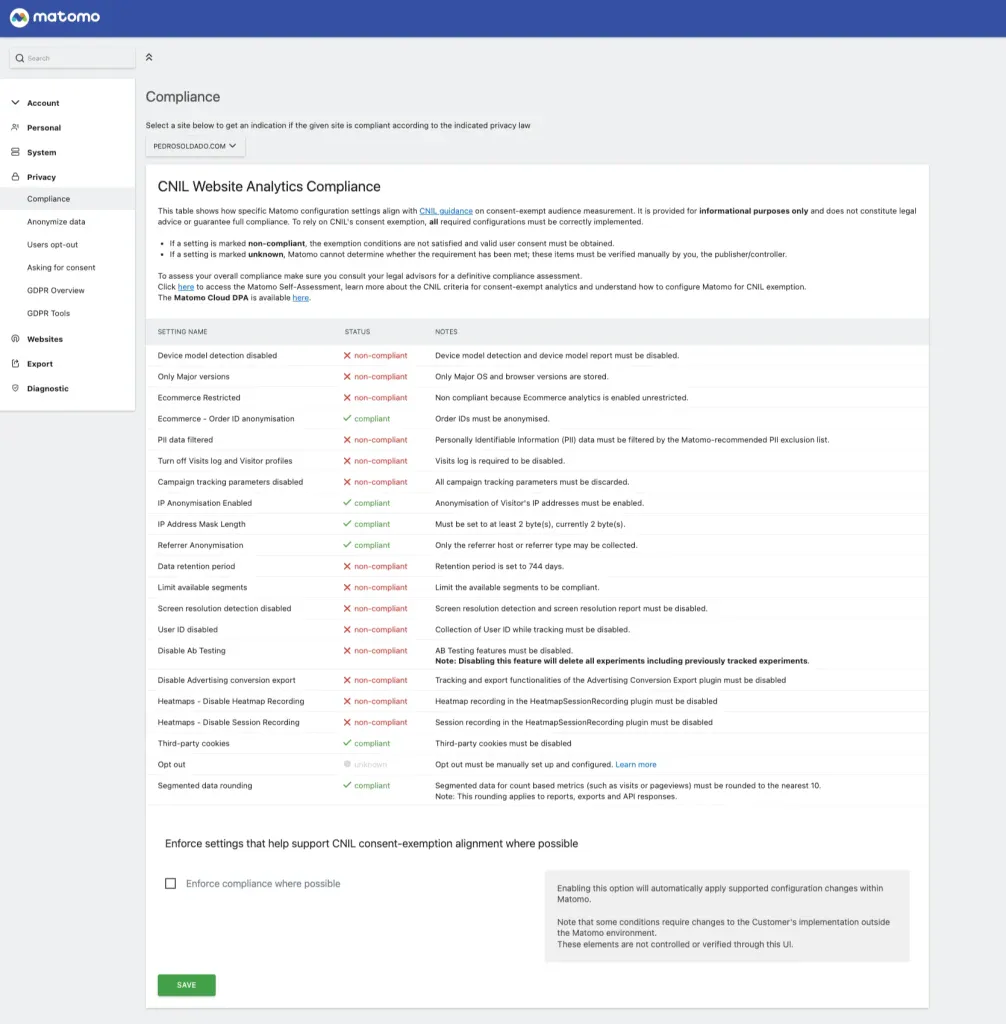 1 click cnil demo Matomo