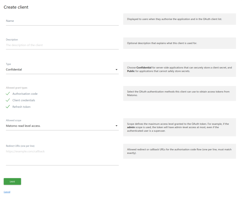 create oauth 2.0 client